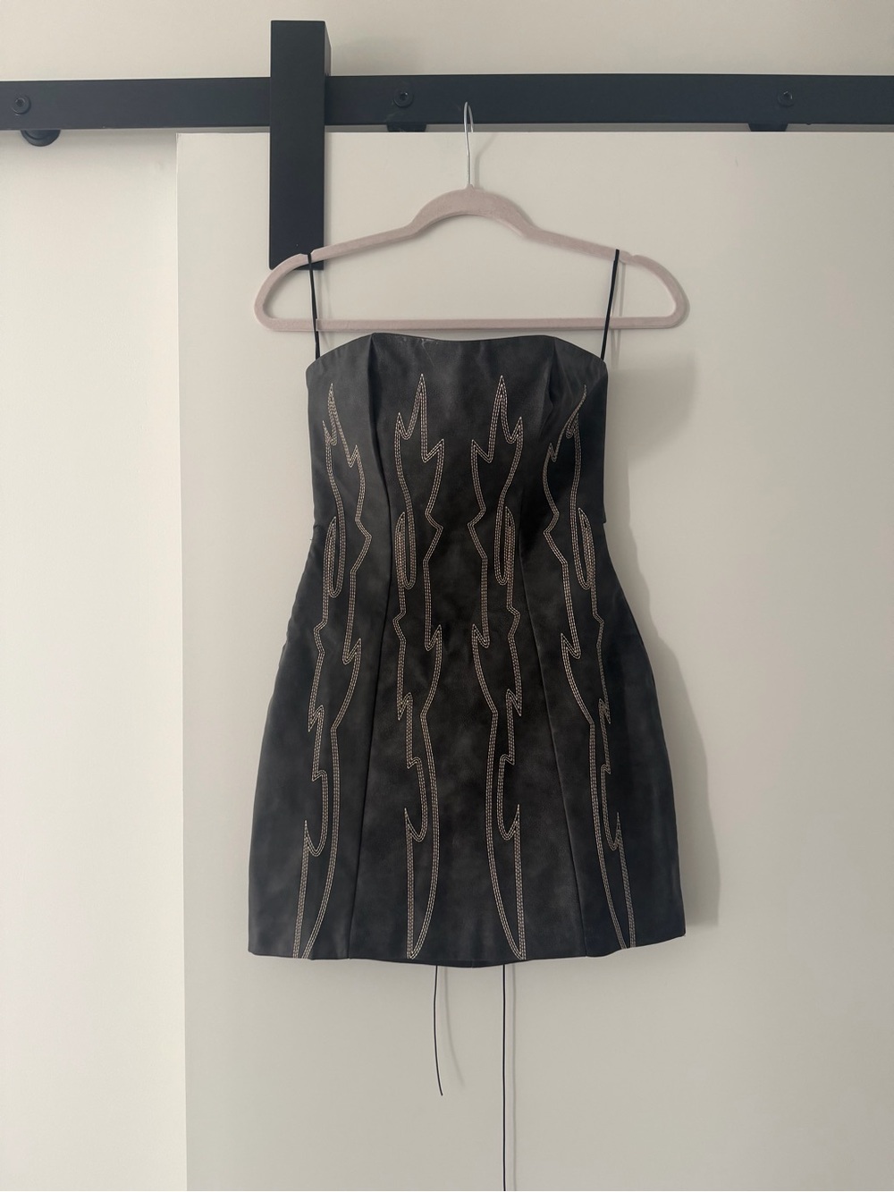 Nasty Gal Black Strapless Mini Dress with Contrast Stitching